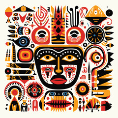 Tribal ethnic background abstract art flat vector i