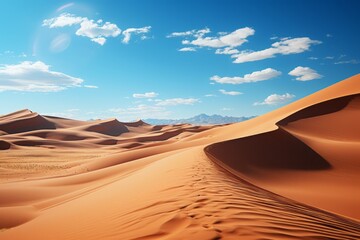 Fototapeta na wymiar A majestic sand dune in an aeolian landscape with a deep blue sky