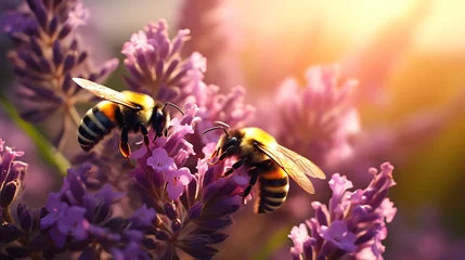 Fotobehang bee on flower © DesyX