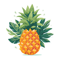 Tropical pineapple with leaves and texture 