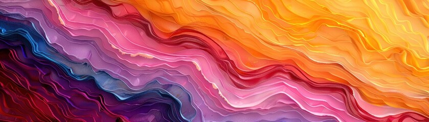 A Vibrant layered abstract background with flowing colors resembling geological strata.