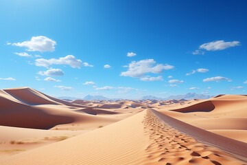 Fototapeta na wymiar A picturesque natural landscape with sand dunes under an azure sky