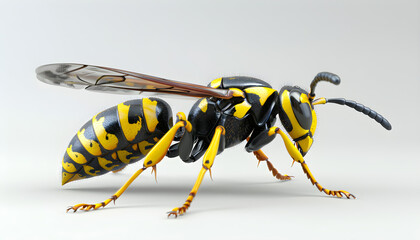 Realistic illustration of an isolated wasp, suitable for nature and wildlife themes or educational materials.