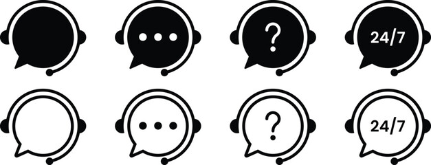 Set of customer support icon signs. Vector Illustration. 