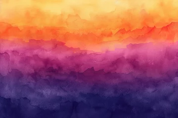 Fotobehang abstract watercolor background sunset sky orange purple © abstract Art