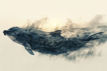 Obraz premium Humpback Whale Swimming Painting