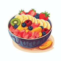 Vibrant fruit smoothie bowl illustration perfect 