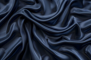 Abstract dark background. Silk satin fabric. Navy blue color. Elegant background with space for design. Soft wavy folds. Christmas, birthday, anniversary, award. Template ,wallpaper design, background - obrazy, fototapety, plakaty