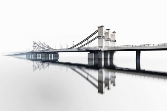 3D Render of city bridge spanning a river or bay, connecting different parts of urban landscape, on isolated white background, Generative AI