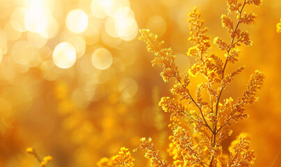 goldenrods flower background-generative ai - obrazy, fototapety, plakaty