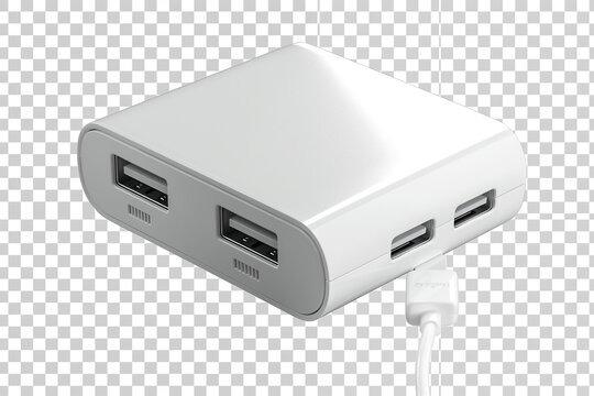 white usb ports connector on a transparent background
