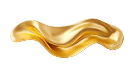 Abstract 3d realistic fluid golden metal shape isolated on white or transparent background