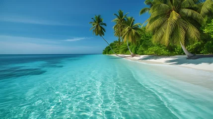 Fototapeten Beautiful paradise tropical beach with turquoise ocean  © Ainur