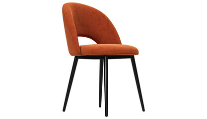 Modern and luxury orange  chair with black wood legs isolated on white background. Furniture...