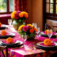 Obraz na płótnie Canvas Elegant dinner setting arrangement for fancy special occasion such as wedding