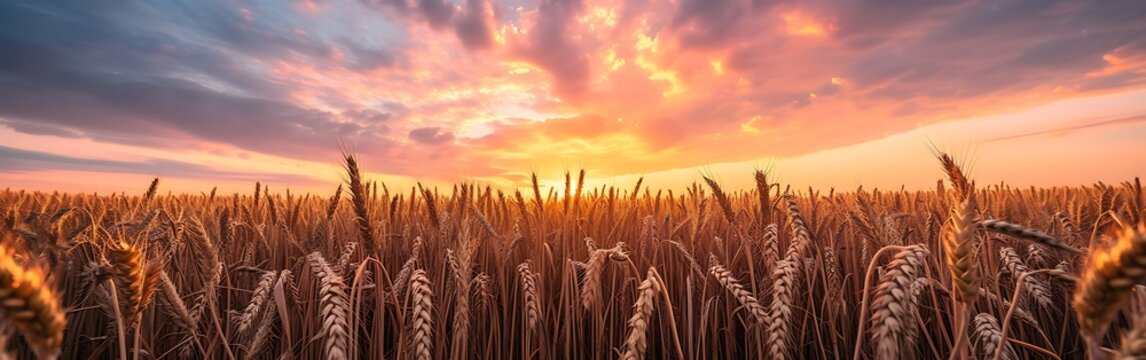 Sky  at  sunset  with  wheat  growing