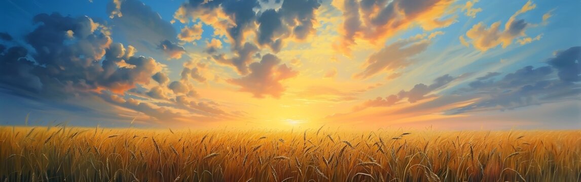 Sky  at  sunset  with  wheat  growing