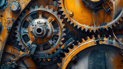 Industrial Gears AI Data Management  Machine Learning Complexity - obrazy, fototapety, plakaty