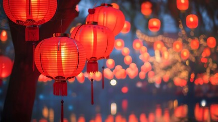 Red  lanterns  at  night  during  Chinese  lantern  festival