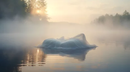 Crédence de cuisine en verre imprimé Matin avec brouillard fog on the river