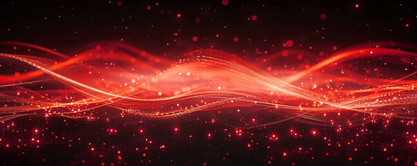 Fototapeta na wymiar Network connection red dots particle, virtual Digital technology background