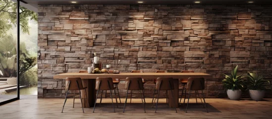 Deurstickers Versatile stone veneer for enhancing walls indoors and outdoors © Vusal