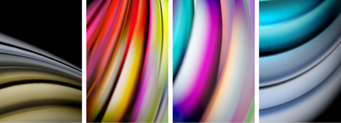 Rainbow style fluid color wave line background poster set. Vector Illustration For Wallpaper, Banner, Background, Card, Book Illustration, landing page