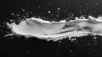 White brush strokes on black background, abstract creative background