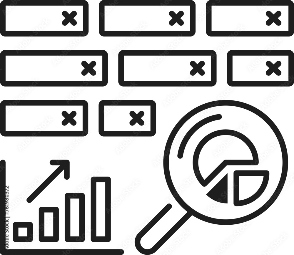 Poster keyword analysis. web audit icon. isolated vector linear sign represents the process of evaluating a