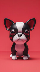 Cute puppy 3D illustration, cute 3D cartoon pet dog