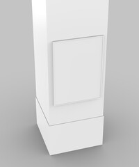 Blank white frame on the wall template, 3d illustration.