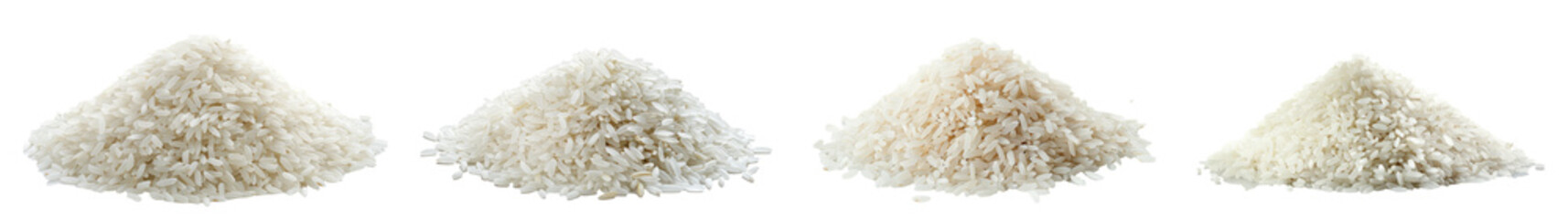 Pile of white rice isolated, PNG set
