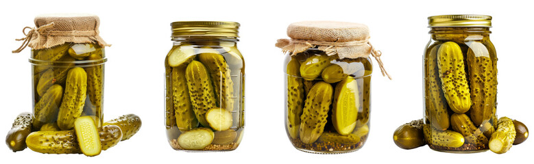 Jar of pickled cucumbers, PNG - obrazy, fototapety, plakaty
