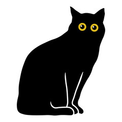 International Cat Day on August 8. Cat Day Silhouette with Flat Design.