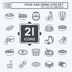 Icon Set Food and Drink - Line Style - Simple illustration,Editable stroke