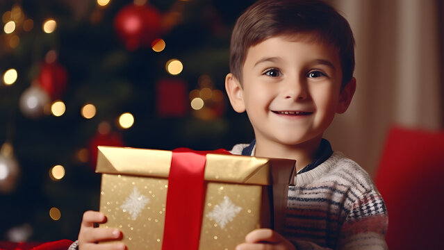 A little boy is all smiles after receiving a gift on Christmas. It's going to be a very happy holiday season.