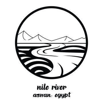 Circle Icon Nile River. Vector illustration