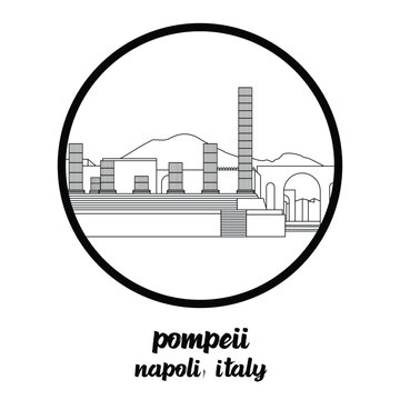 Circle Icon Pompeii. Vector illustration