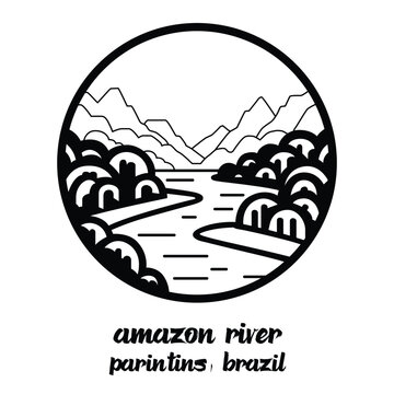Circle Icon Amazon River. Vector illustration