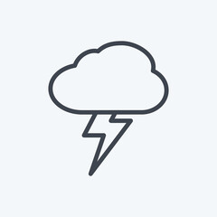Lightning Icon in trendy line style isolated on soft blue background