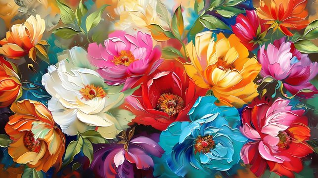 Colorful Abstract Flower Painting	
