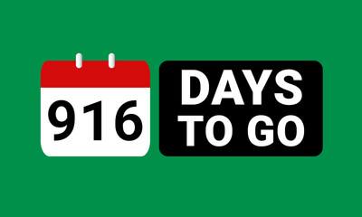 916 days to go last countdown. nine hundred and sixteen days go sale price offer promo deal timer, 916 days only