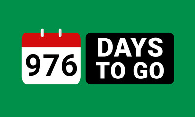 976 days to go last countdown. nine hundred and seventy six days go sale price offer promo deal timer, 976 days only