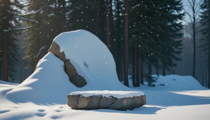 Snow-covered forest product background