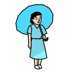 Fototapeta premium 日傘をさす女性 イラスト
