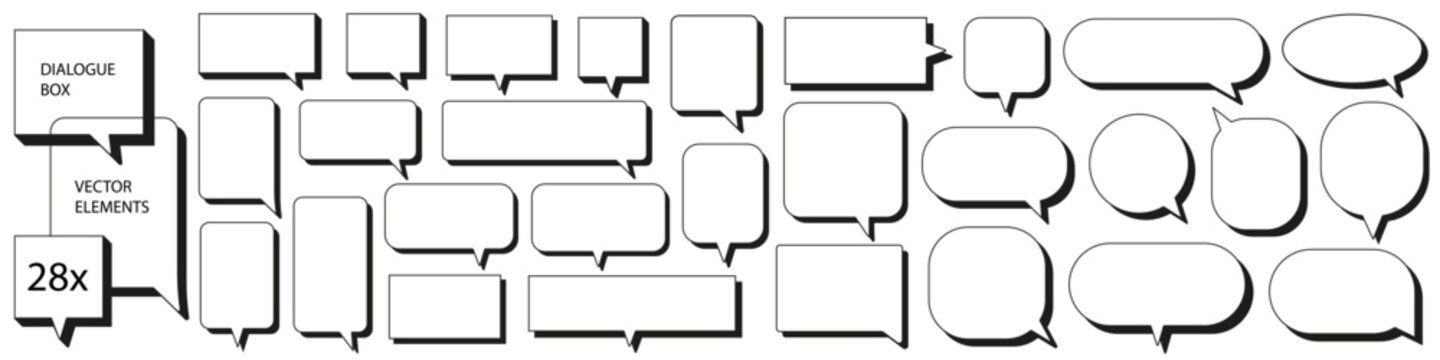 Simple dialogue boxes. Speech bubbles set with shadow.