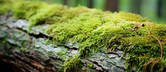 Moss-covered log in natural setting
