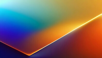 Orange and blue metallic gradient cube shape, closeup isometric view