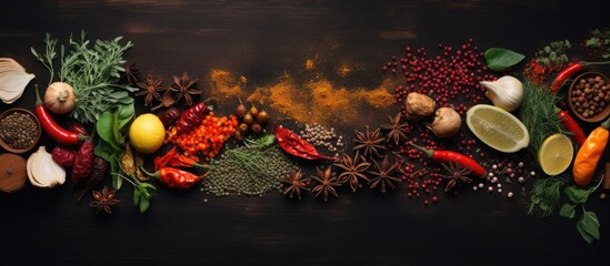 Festive Christmas Food Border with Spices and Sweets For Holiday Gourmet Table Setting