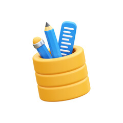 pencil holder 3d illustration